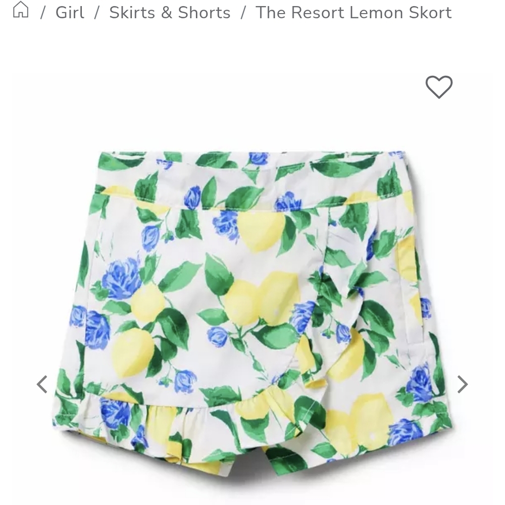 Janie & Jack Floral Lemon Skort